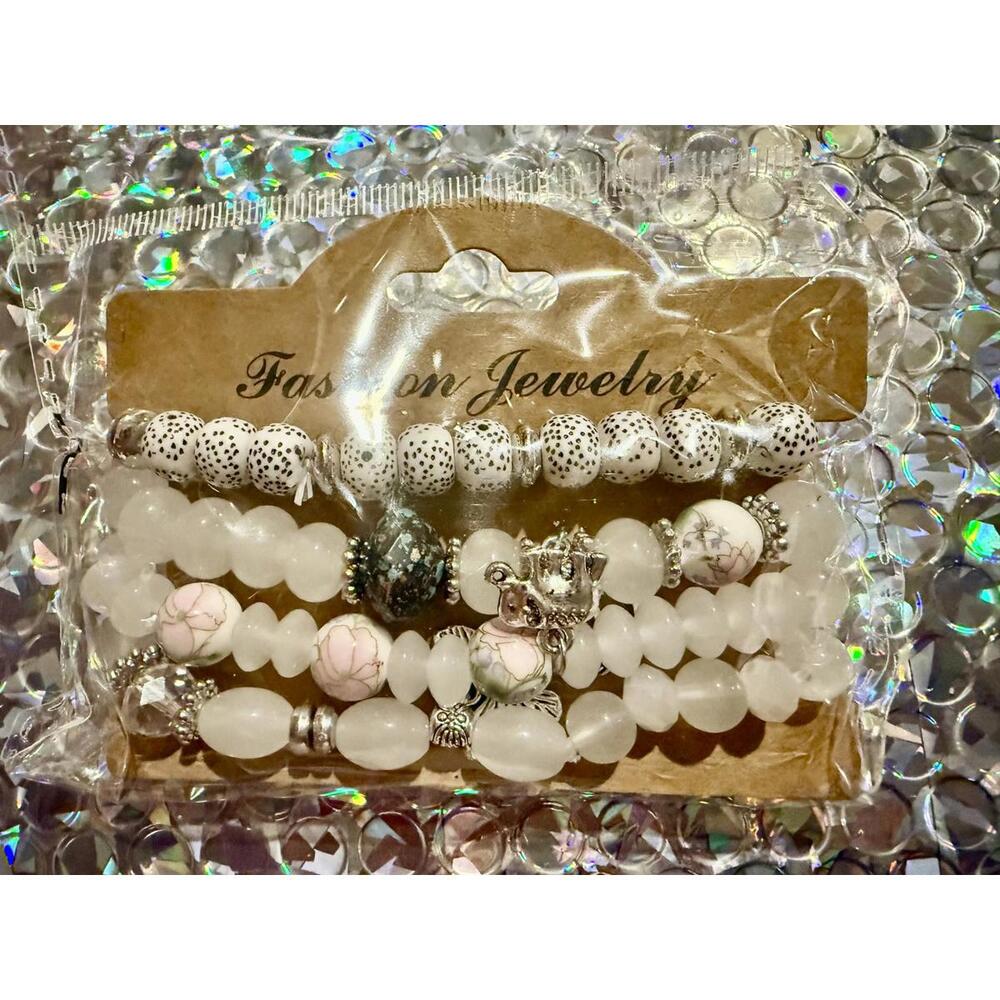 Set of Multi-Strand Beaded Bracelets New